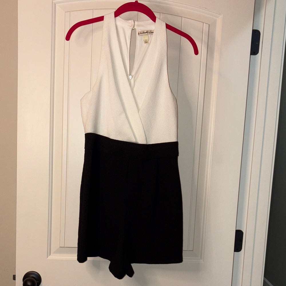 Accidentally In Love : black and white Wrap Romper